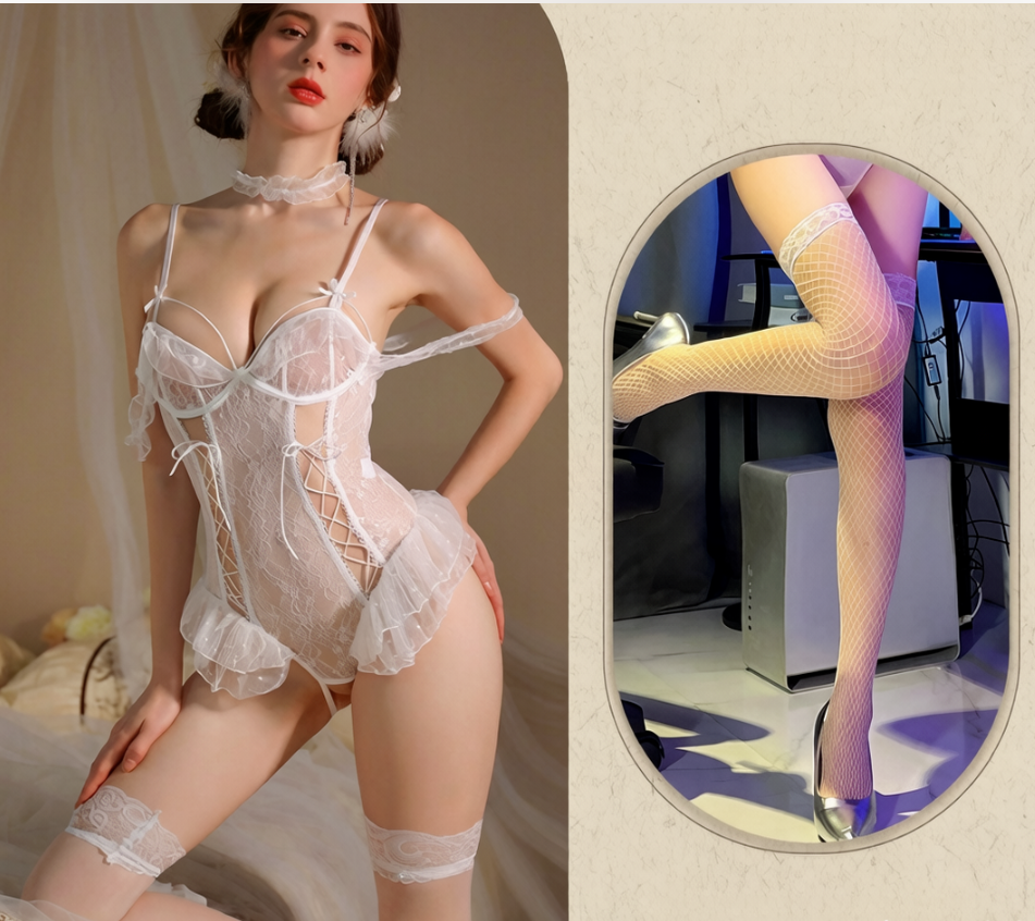 Moonlight Floral Lace Sheer Open Back Bodysuit