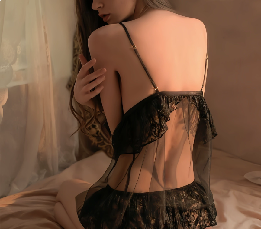 Plus Size Lace Chemise Nightgown, Built‑in Padded Cups Front‑Closure Lingerie Sleep Dress