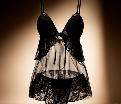 Plus Size Lace Chemise Nightgown, Built‑in Padded Cups Front‑Closure Lingerie Sleep Dress